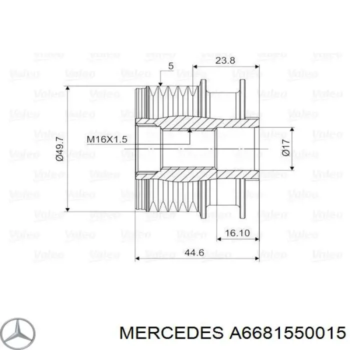 Шків генератора A6681550015 Mercedes