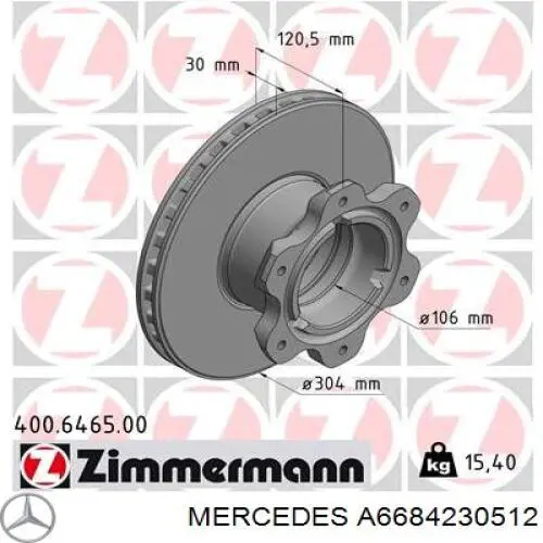 Задні дискові гальма Mercedes A6684230512 ціна, від 96.94 USD
