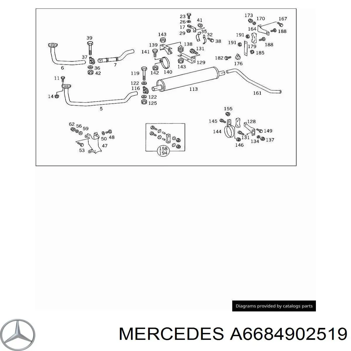 Купити A6684902519 Mercedes Труба приймальна (штани) глушника, передня