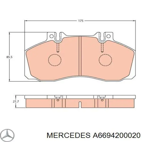 Колодки гальмові задні, дискові A6694200020 Mercedes