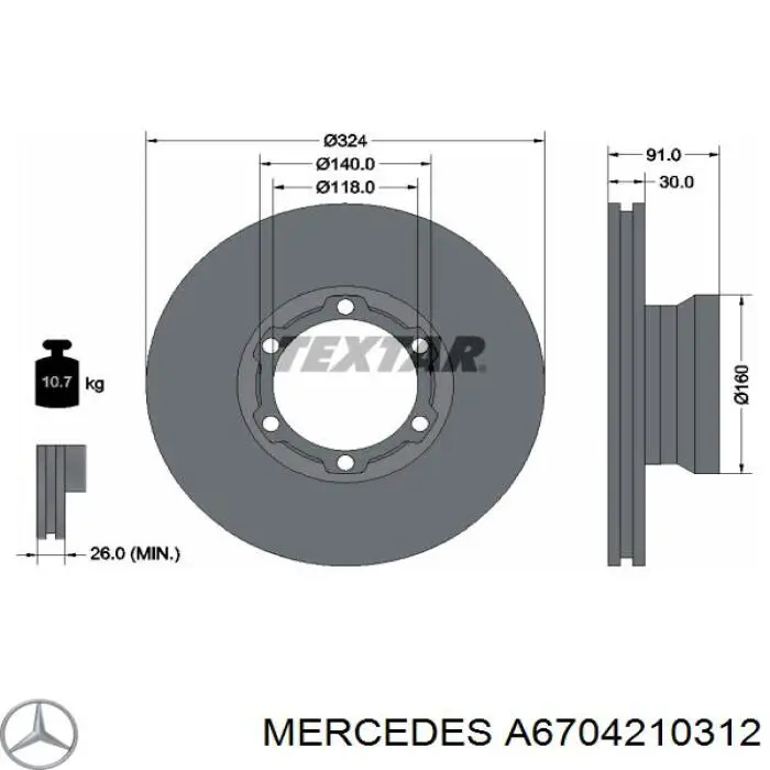 A6704210312 Mercedes Гальмо дискове переднє
