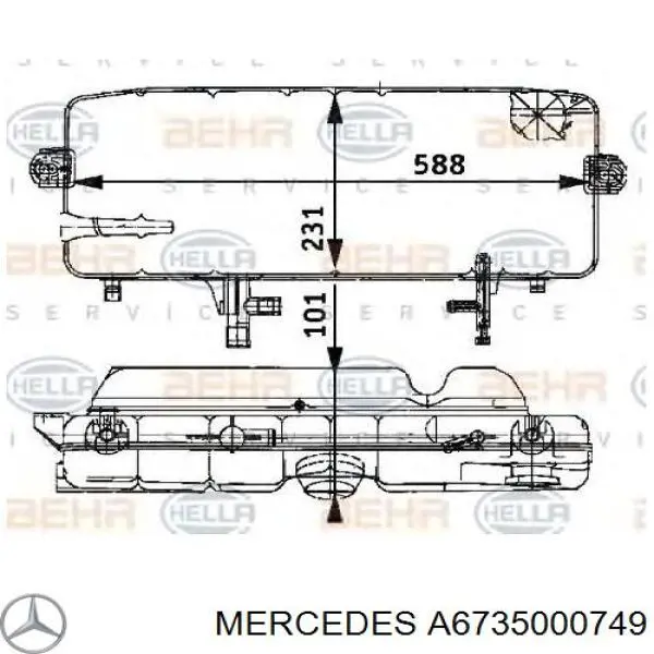 Бачок системи охолодження двигуна розширювальний Mercedes A6735000749 ціна, від 145.82 USD