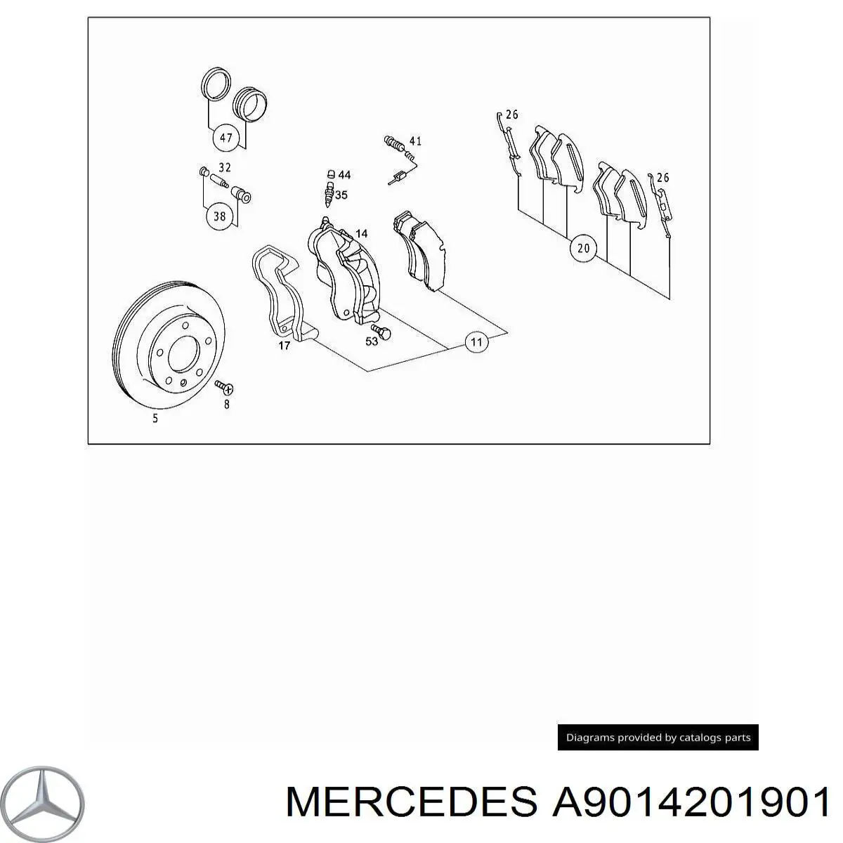 Супорт гальмівний передній правий A9014201901 Mercedes