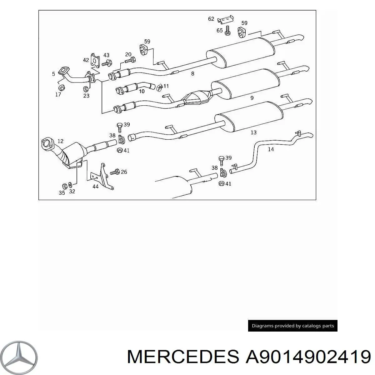A9014902419 Mercedes глушник, центральна частина