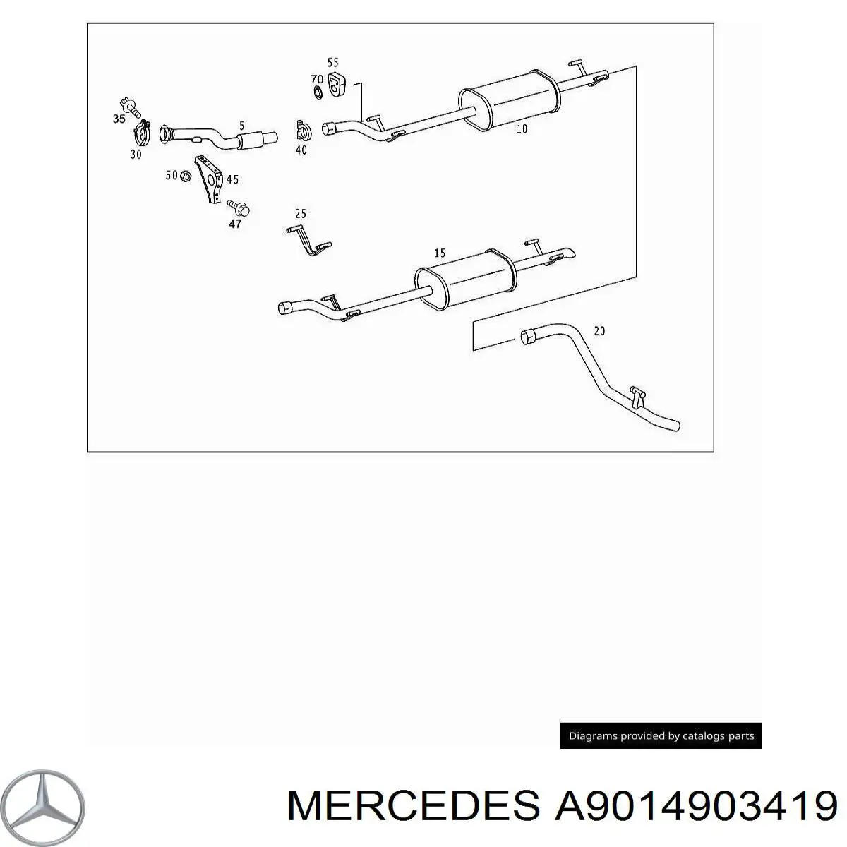 9014903419 Mercedes глушник, передня частина