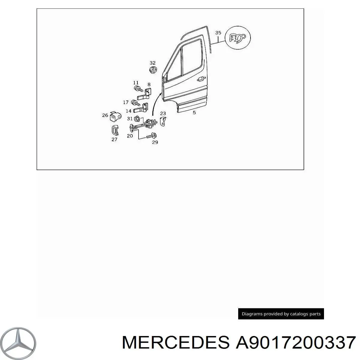 A9017200737 Mercedes Петля передніх дверей, лівою