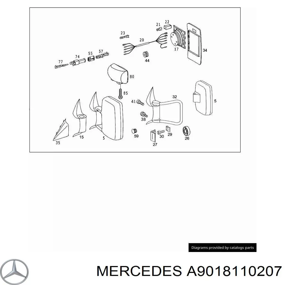 Ліве бокове дзеркало A9018110207 Mercedes