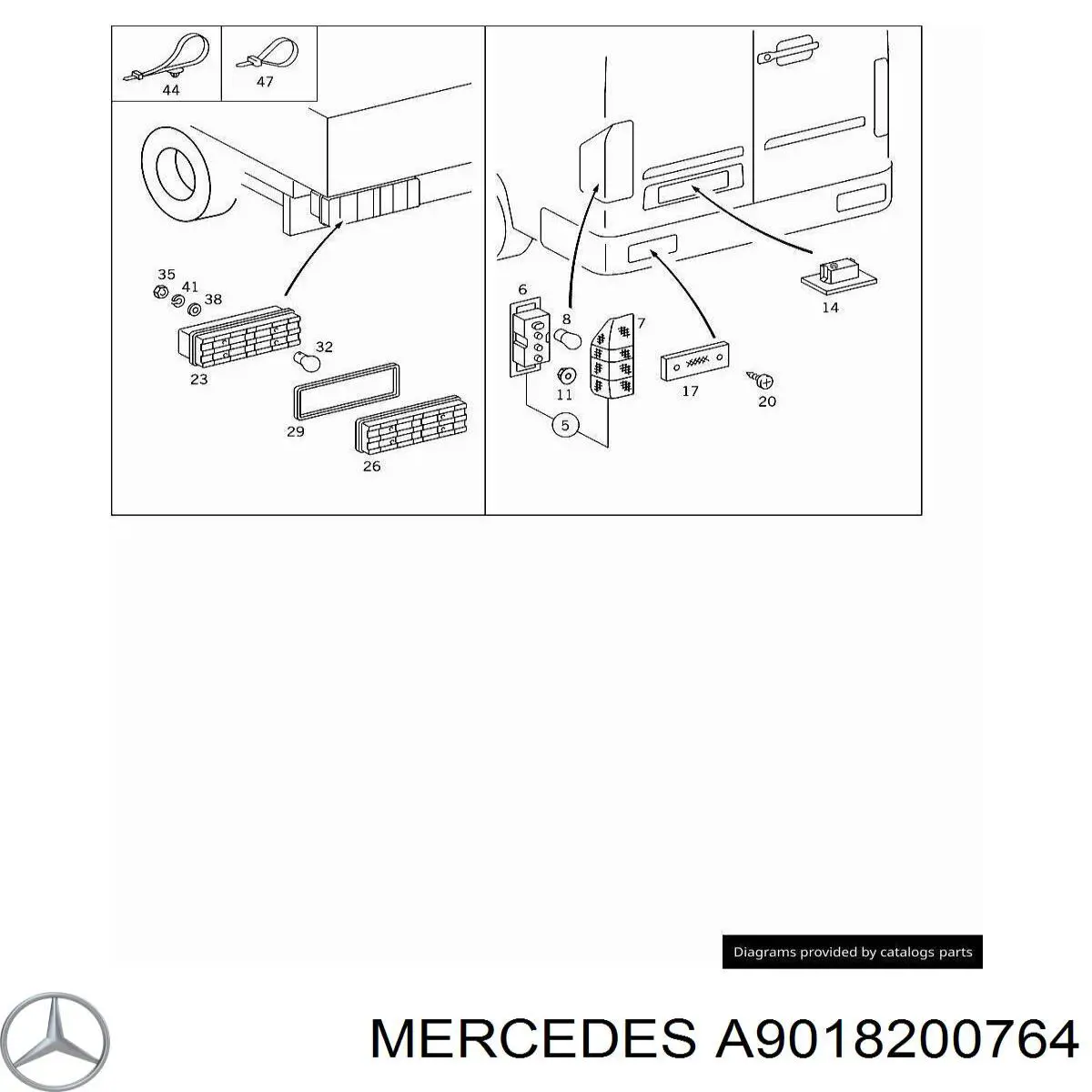 Ліхтар задній лівий Mercedes A9018200764 ціна, від 26.49 USD