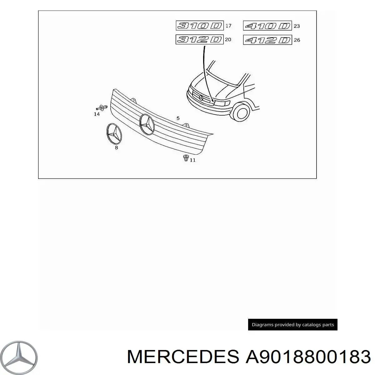 A9018800183 Mercedes решітка радіатора
