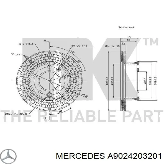 A9024203201 Mercedes Гальмо дискове переднє
