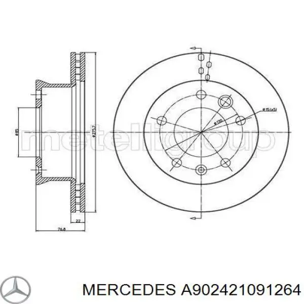 A902421091264 Mercedes Гальмо дискове переднє