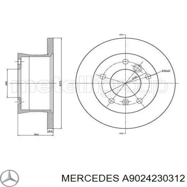 A9024230312 Mercedes диск гальмівний задній