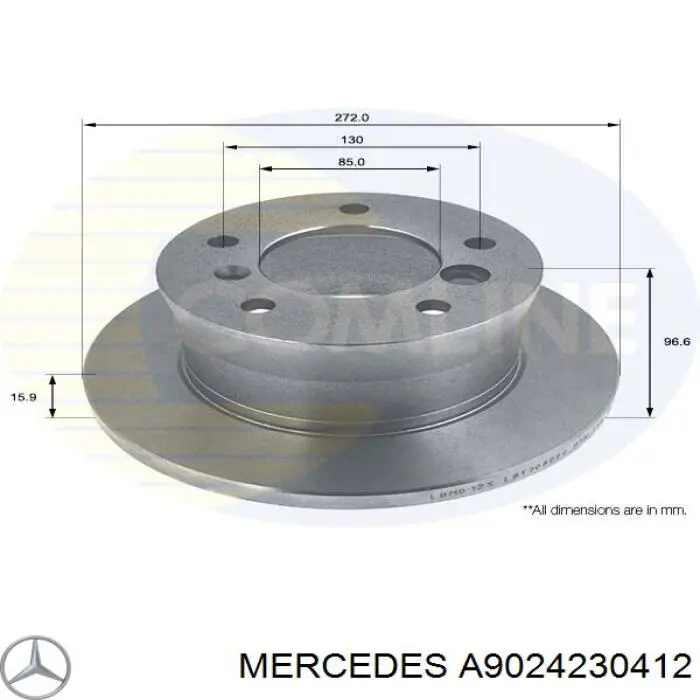 A9024230412 Mercedes диск гальмівний задній