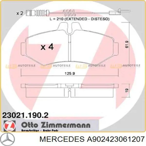Диск гальмівний задній Mercedes A902423061207
