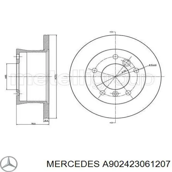 A902423061207 Mercedes диск гальмівний задній