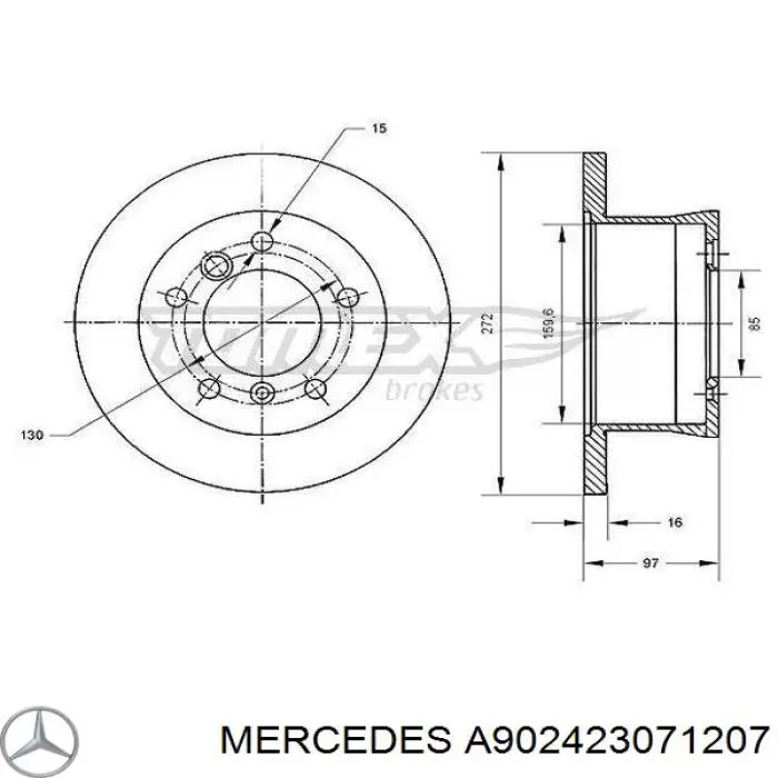A902423071207 Mercedes диск гальмівний задній