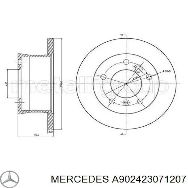 Купити A902423071207 Mercedes Диск заднього гальма