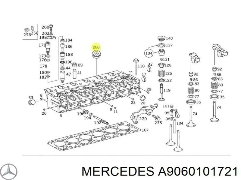 Комплект прокладок двигуна, верхній A9060101721 Mercedes