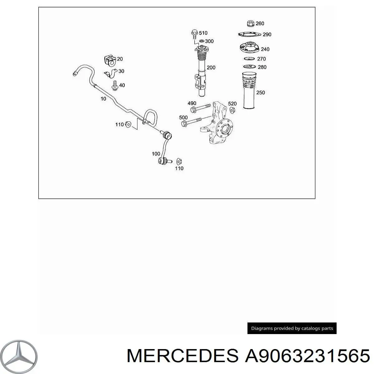 Стабілізатор передній стійкості Mercedes A9063231565 ціна, від 25.34 USD