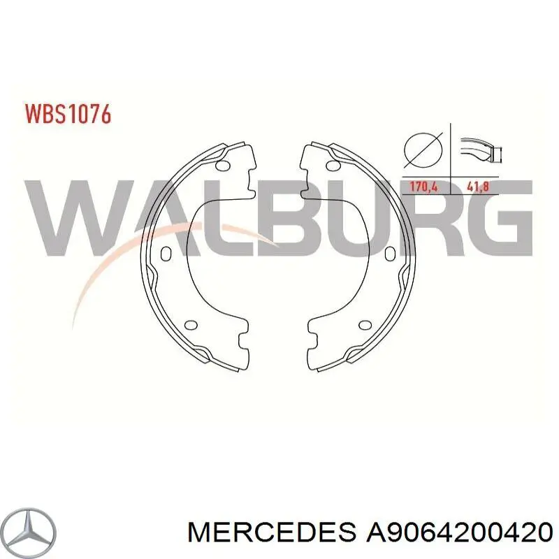 Колодки ручника / стоянкового гальма Mercedes A9064200420 ціна, від 26.93 USD