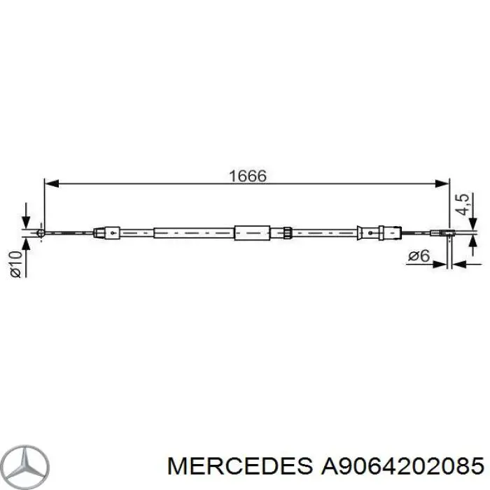 Трос ручного гальма задній, правий/лівий Mercedes A9064202085 ціна, від 14.60 USD
