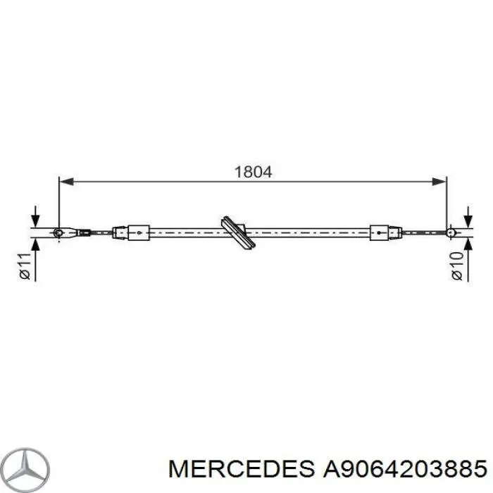 A9064203885 Mercedes трос ручного гальма передній