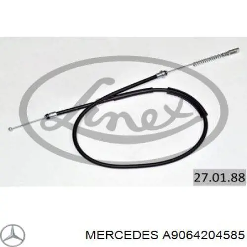 A9064204585 Mercedes Трос ручного гальма задній, правий/лівий