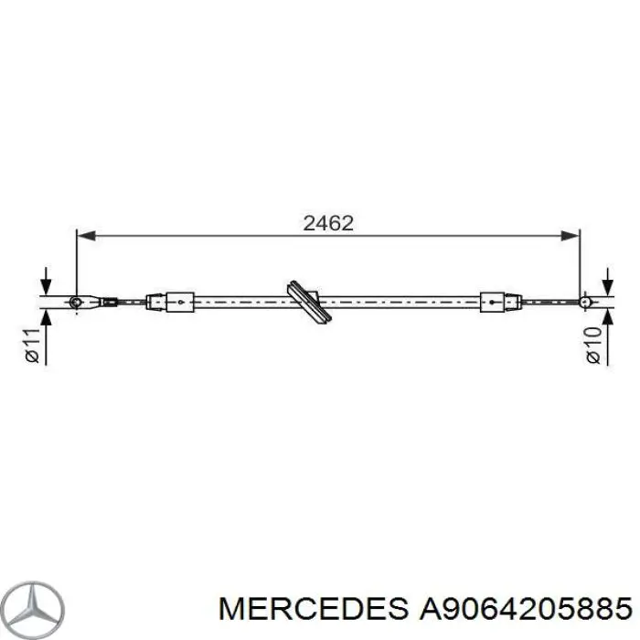 A9064205885 Mercedes Трос ручного гальма передній
