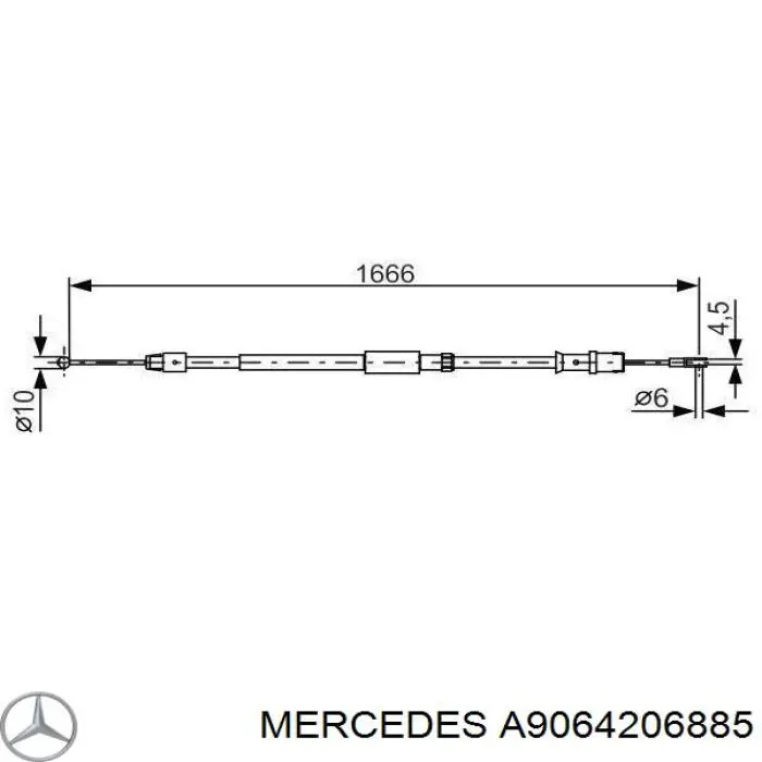Купити A9064206885 Mercedes Трос ручного гальма задній, правий/лівий