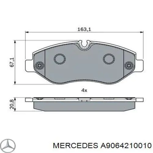 Купити A9064210010 Mercedes Колодки гальмівні передні, дискові