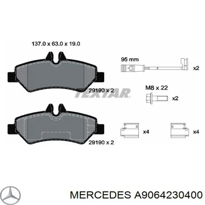 A9064230400 Mercedes колодки гальмові задні, дискові
