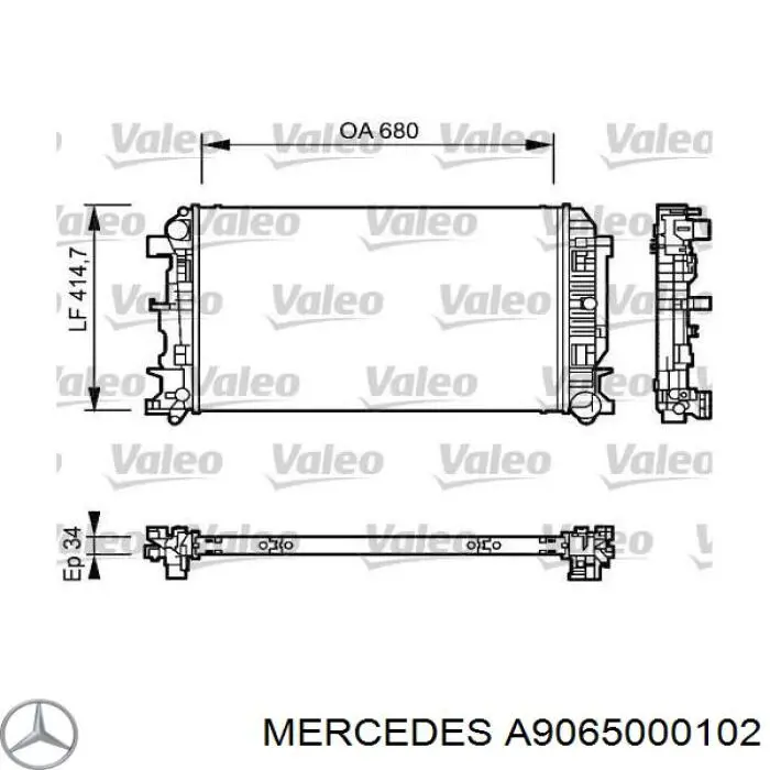 A9065000102 Mercedes Радіатор охолодження двигуна