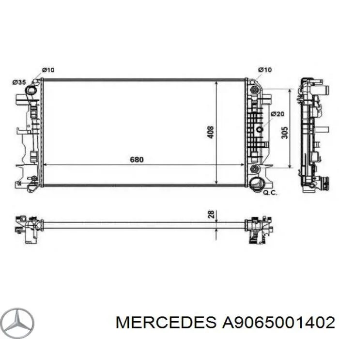A9065001402 Mercedes радіатор охолодження двигуна