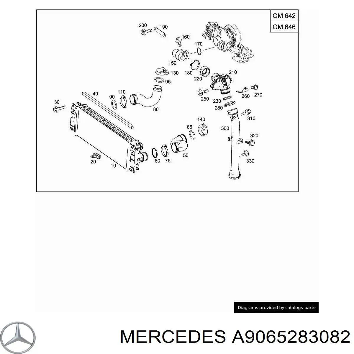 A9065285482 Mercedes шланг/патрубок інтеркулера, правий
