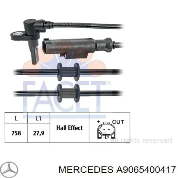 Датчик ABS передній Mercedes A9065400417 ціна, від 18.48 USD