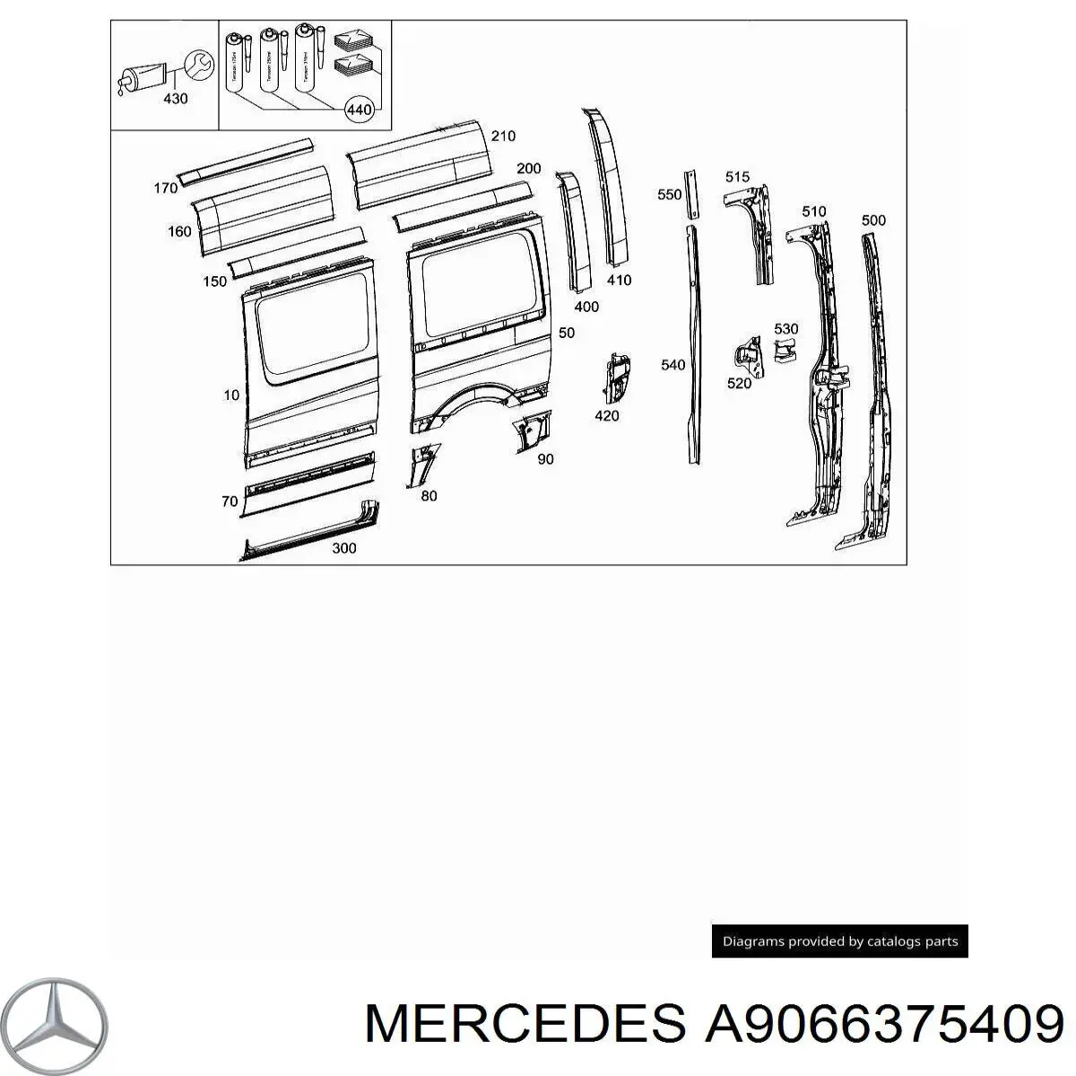 A9066375409 Mercedes ремонтна частина арки крила заднього, лівого