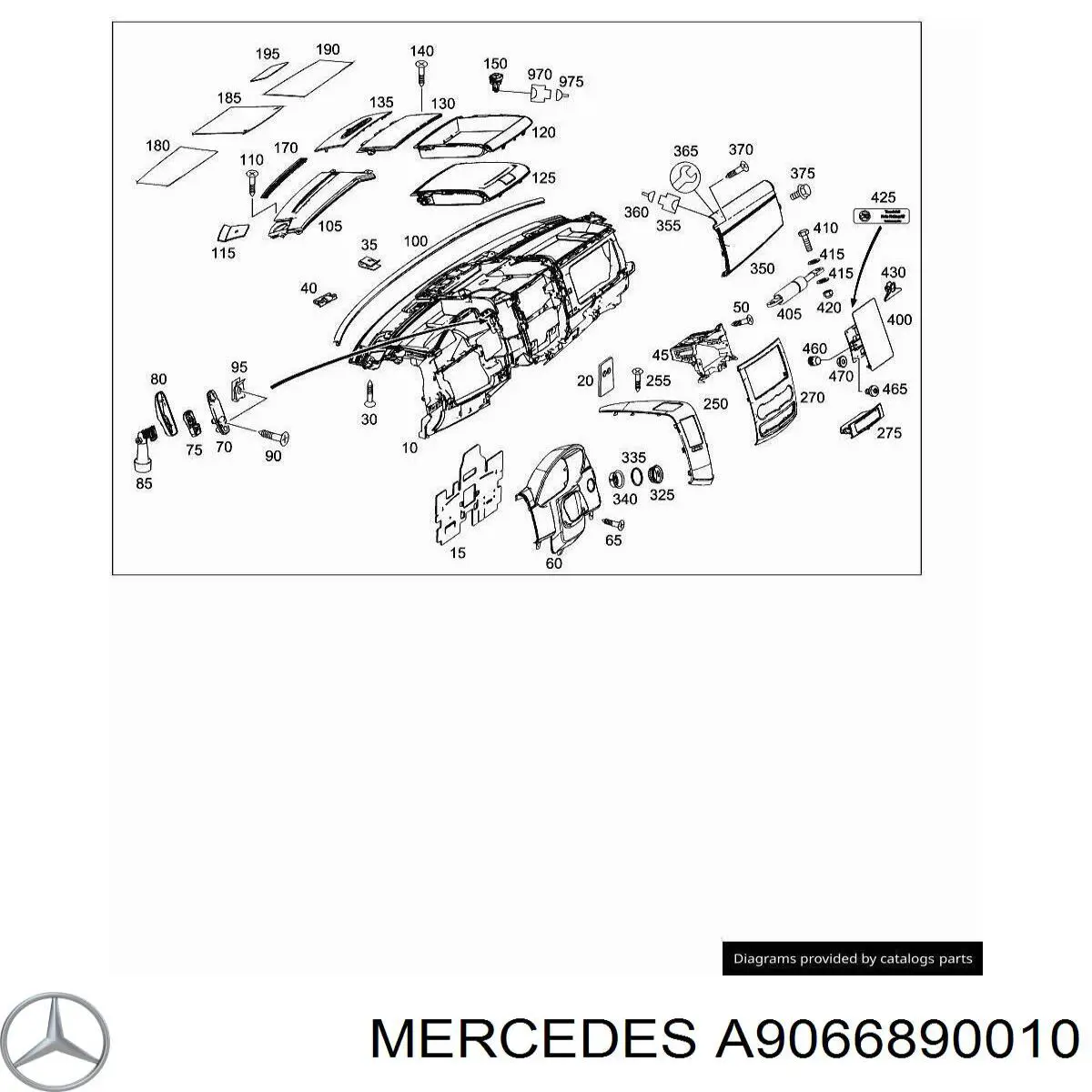 Молдинг (накладка) панелі приладів "торпедо", лівий на Mercedes Sprinter (906)