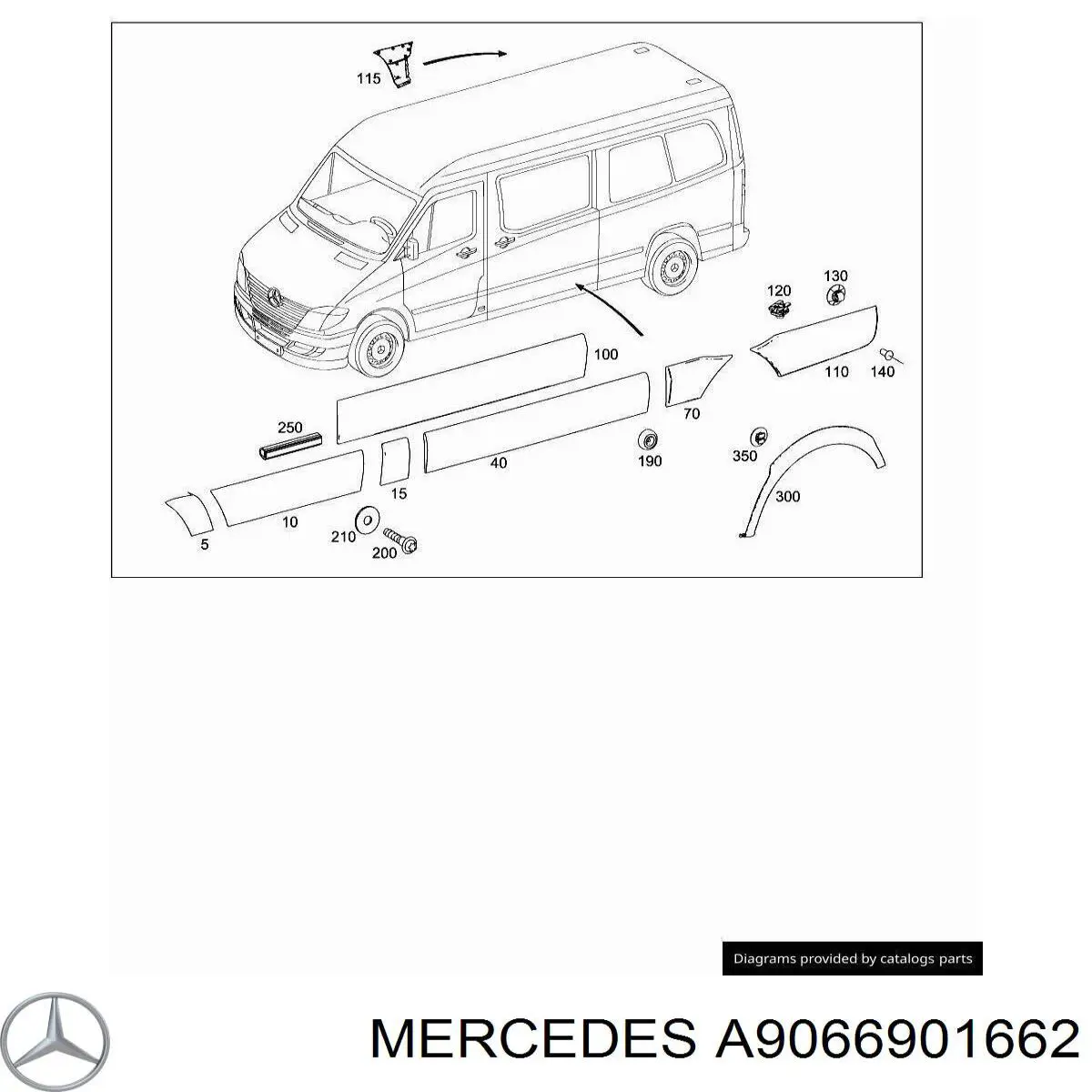 A9066901662 Mercedes молдинг заднього правого крила