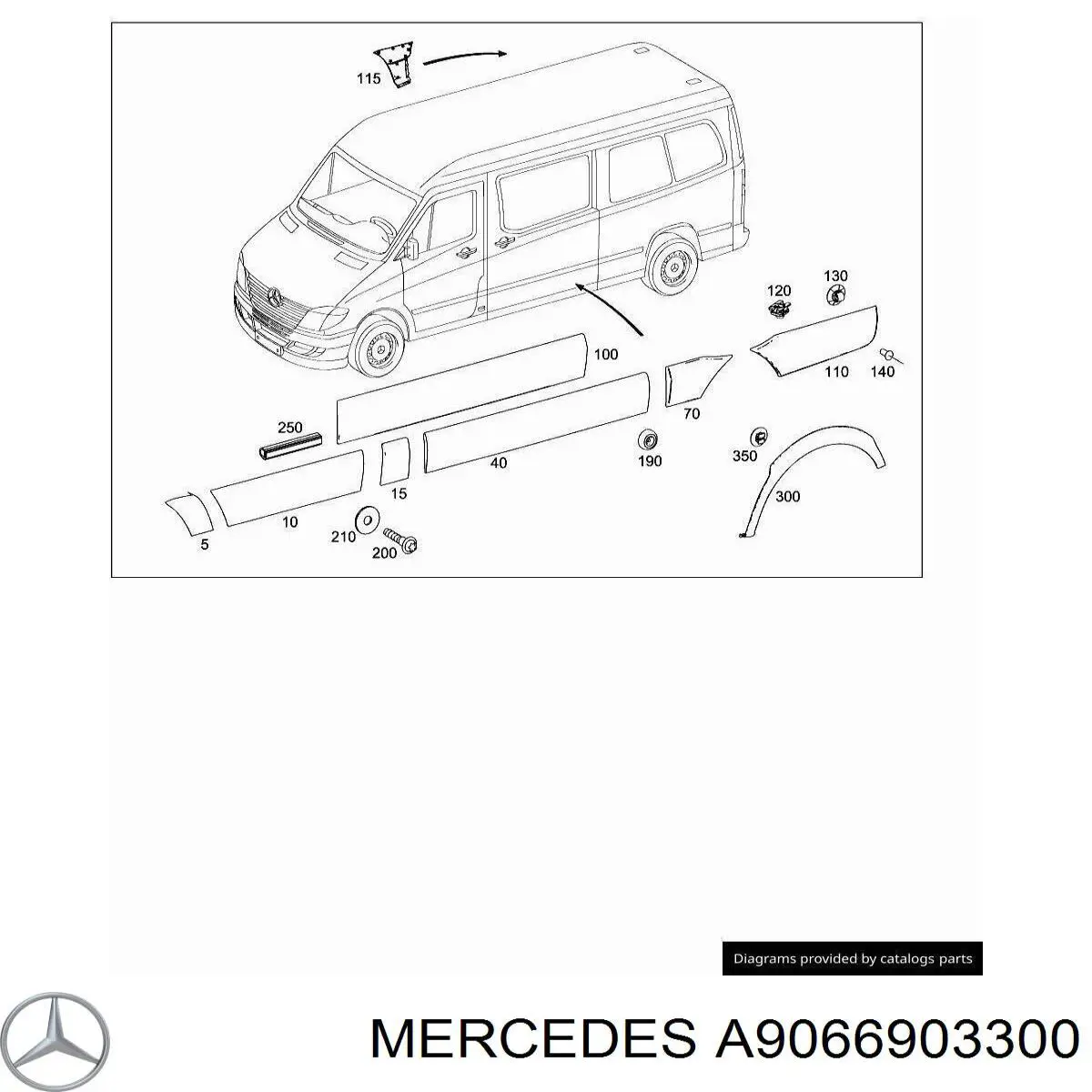 Молдинг заднього правого крила Mercedes A9066903300 ціна, від 25.27 USD