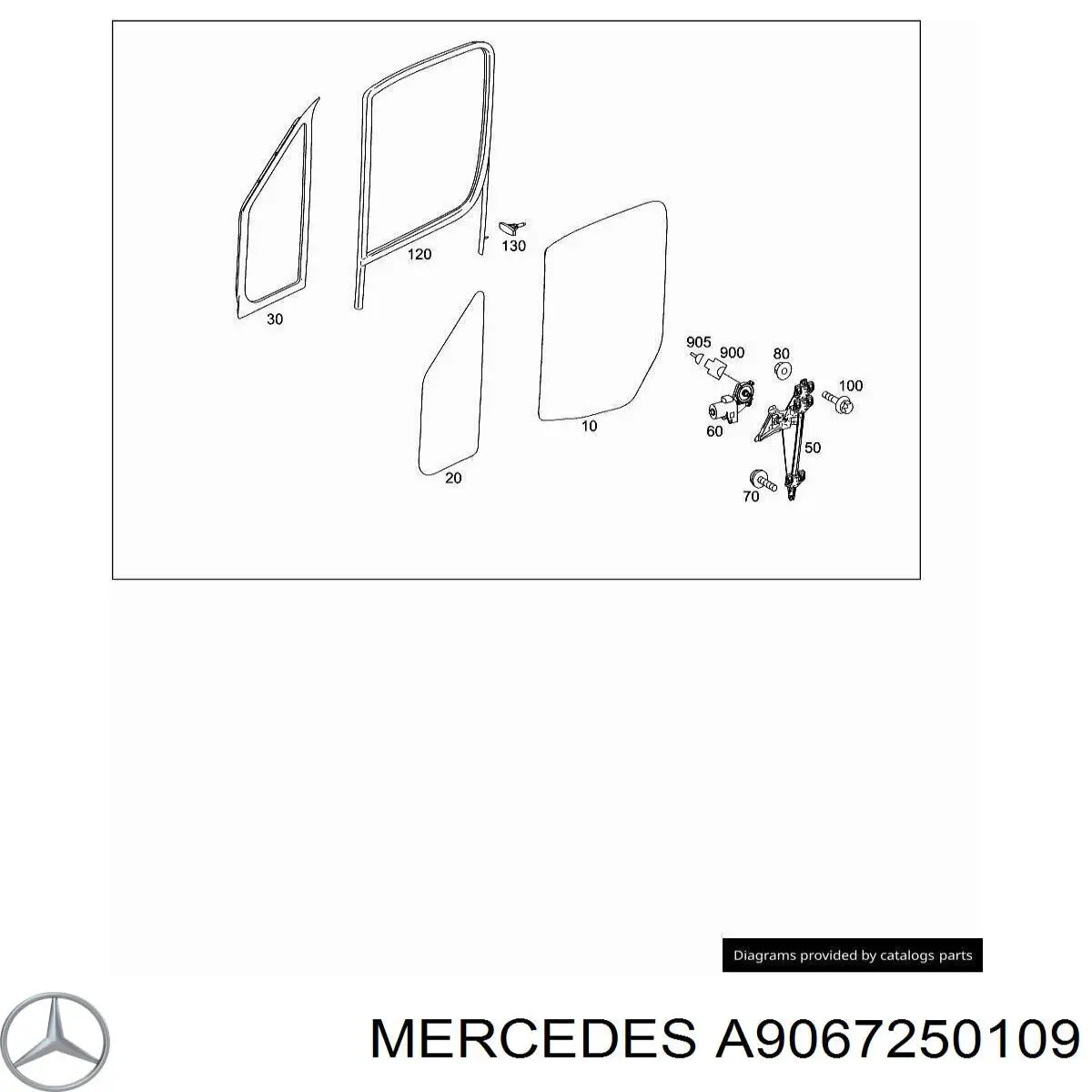 Купити A9067250109 Mercedes Скло-кватирка двері, передній, правій