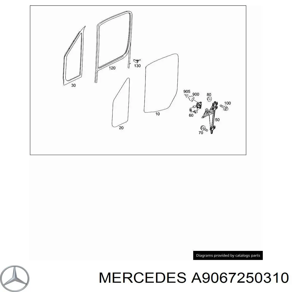Купити A9067250310 Mercedes Скло передніх дверей, правою