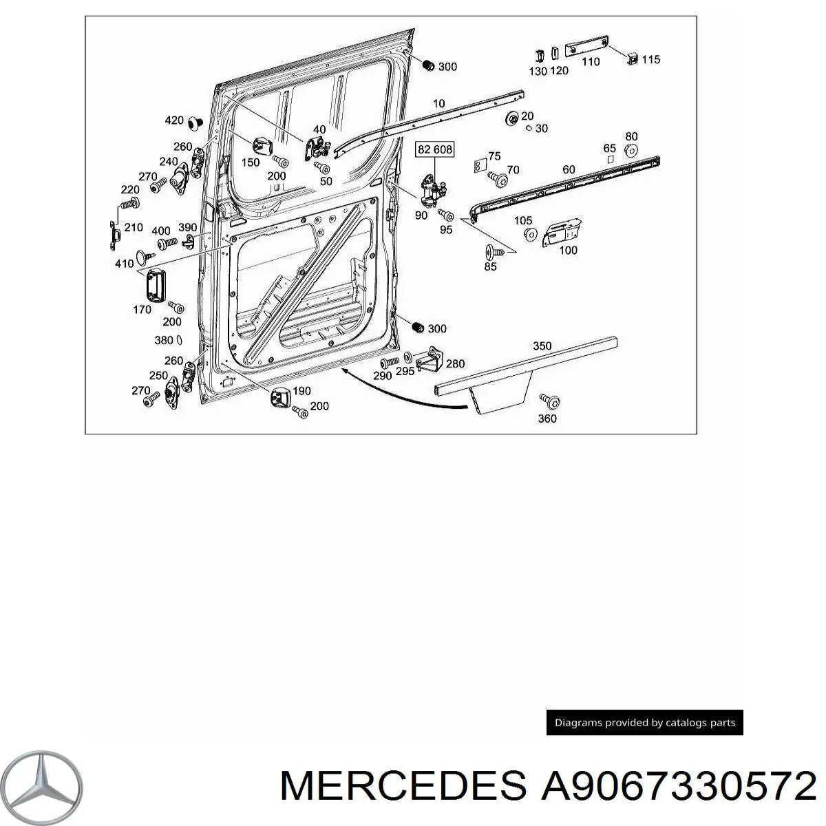 Обмежувач зсувної двері, центральний на кузові Mercedes A9067330229 ціна, від 6.96 USD