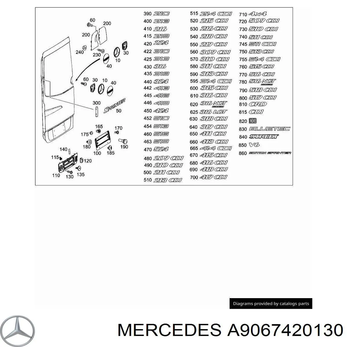  Mercedes A9067420130 ціна, від 19.17 USD