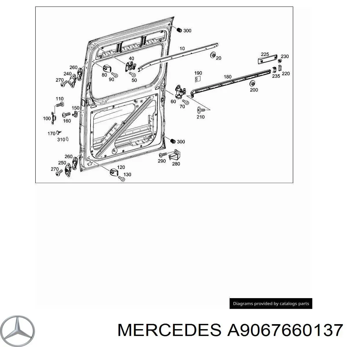 Рейка направляюча зсувної двері, верхня права на Mercedes Sprinter (906)