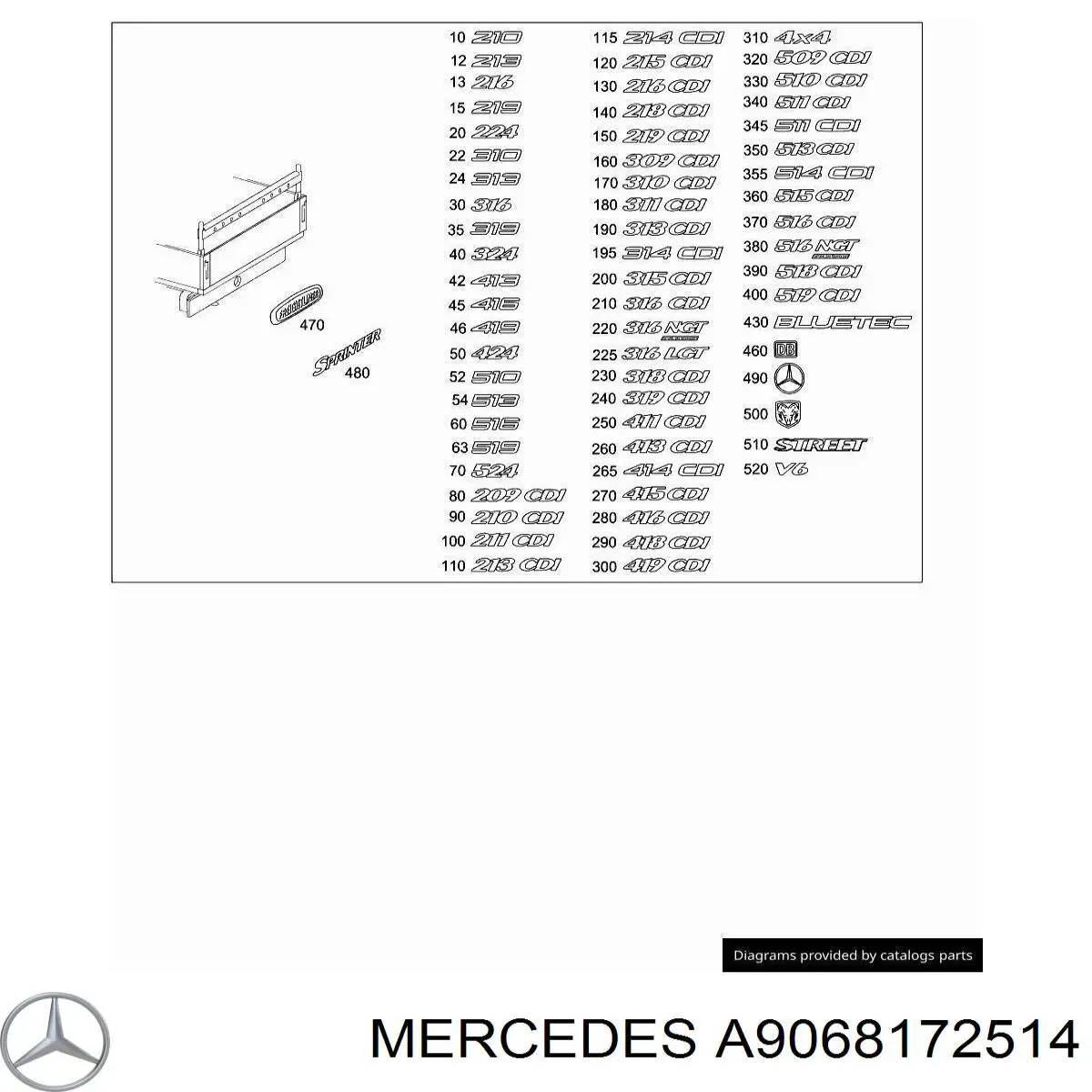 A9068172514 Mercedes Емблема кришки багажника, фірмовий значок