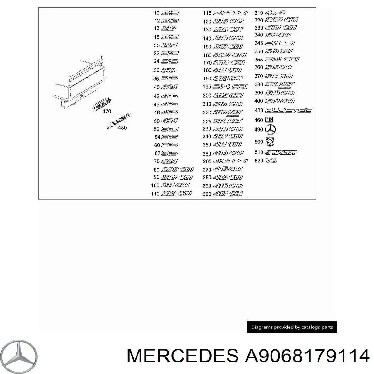 A9068179114 Mercedes Емблема кришки багажника, фірмовий значок
