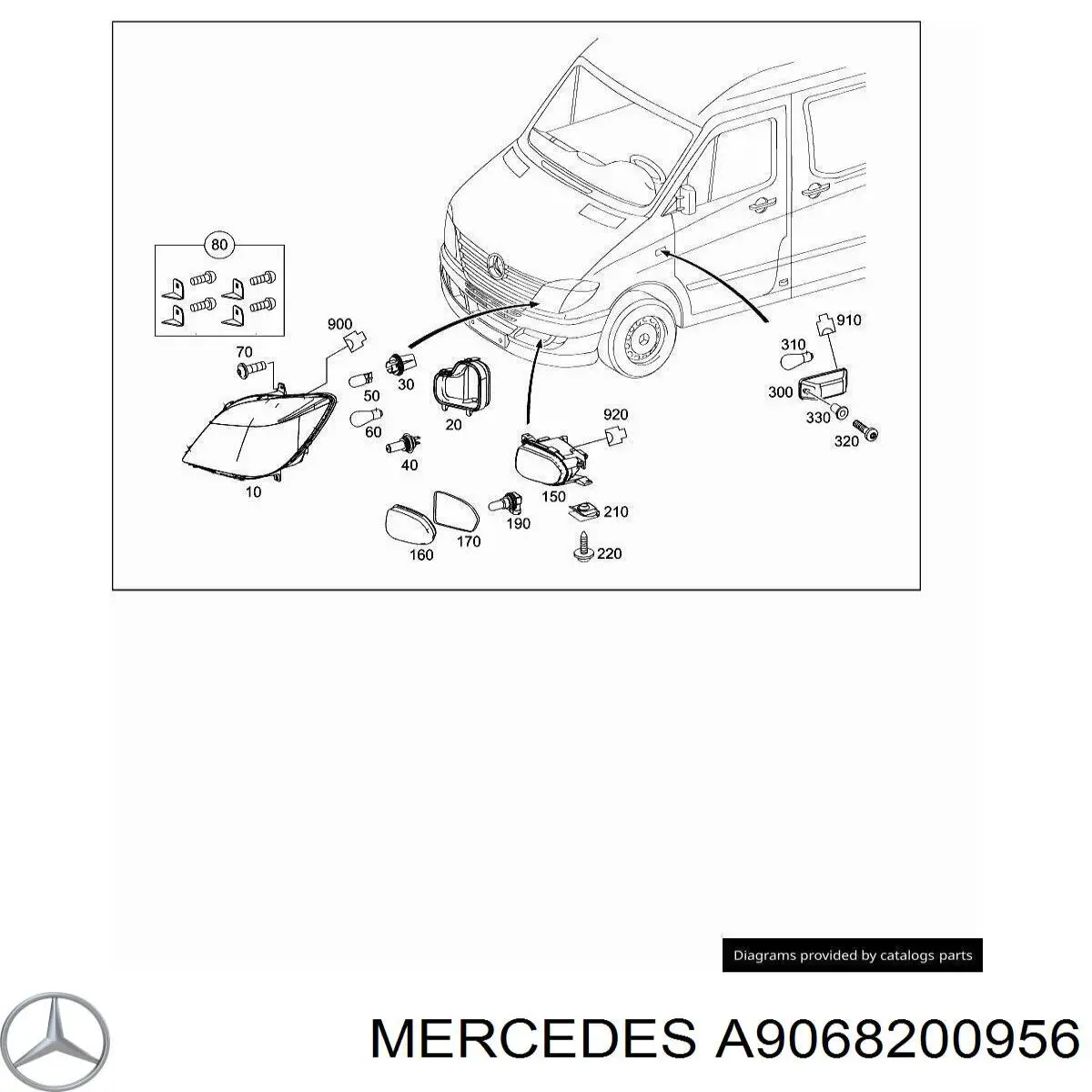 Купити A9068200956 Mercedes Протитуманка права