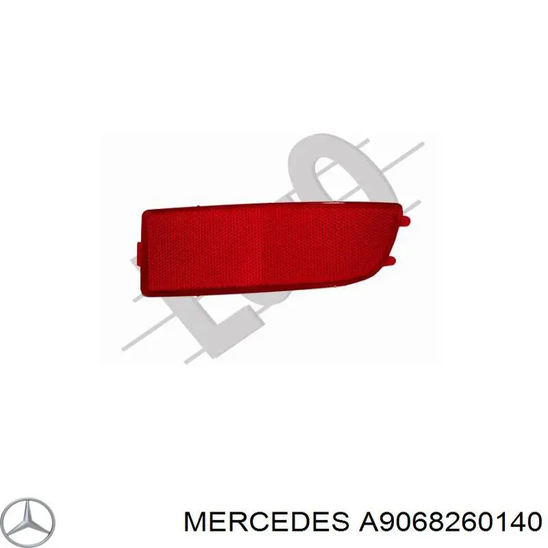 A9068260140 Mercedes катафот (відбивач заднього бампера, правий)