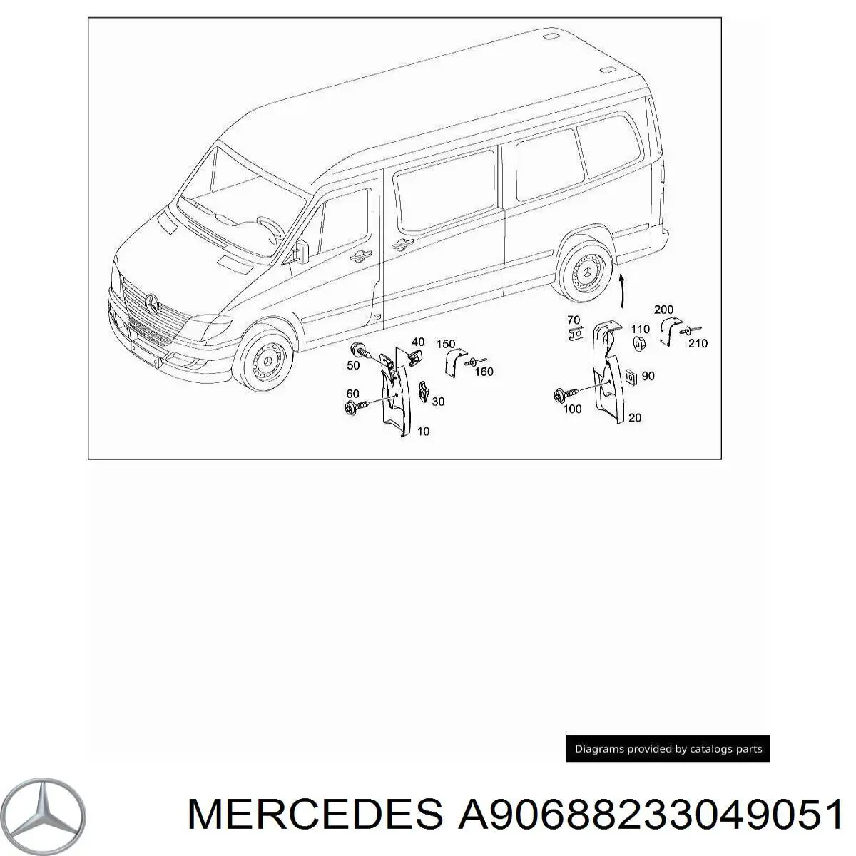 A9068823304 Mercedes Бризковики задній, лівий