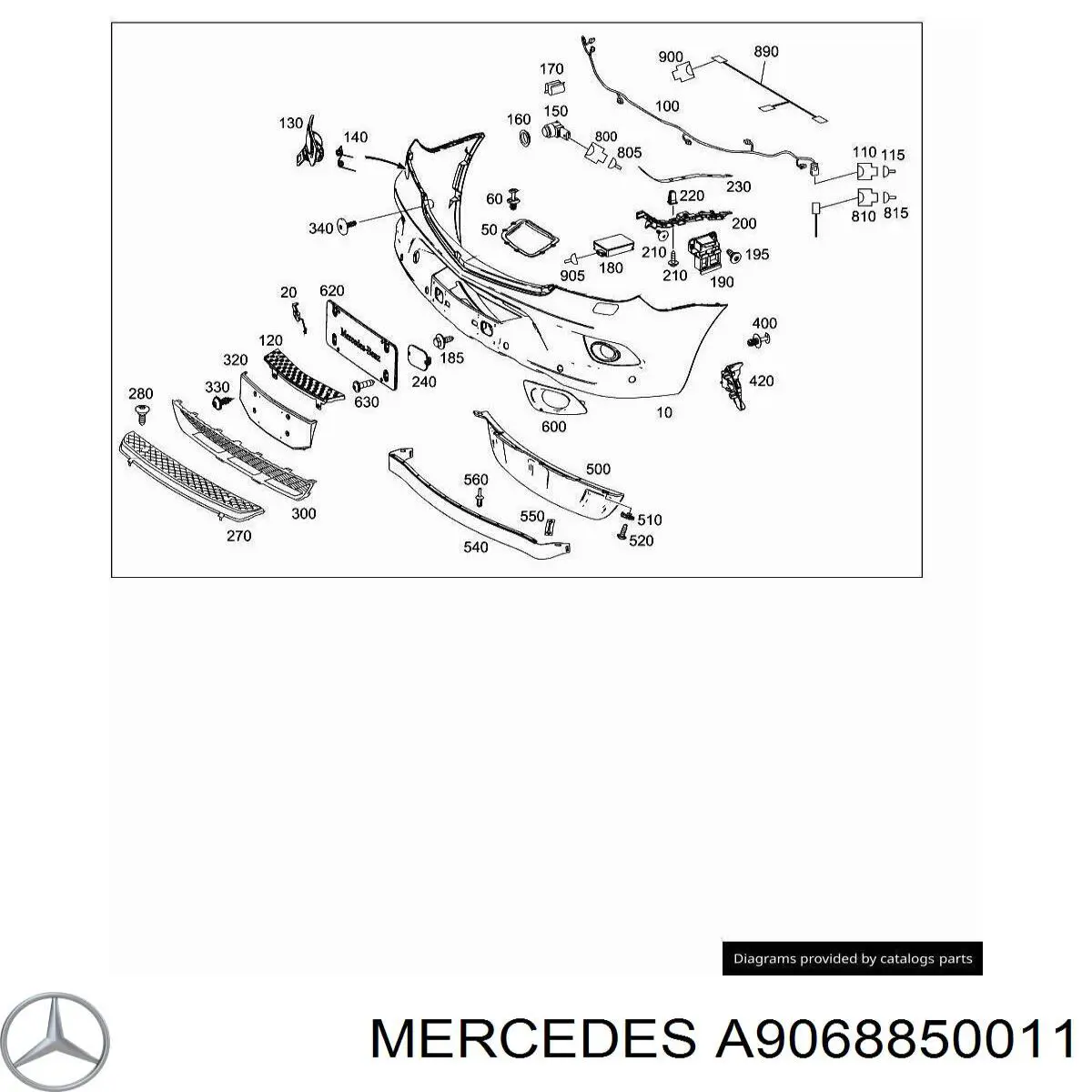 Накладка бампера переднього Mercedes A9068850011 ціна, від 15.24 USD